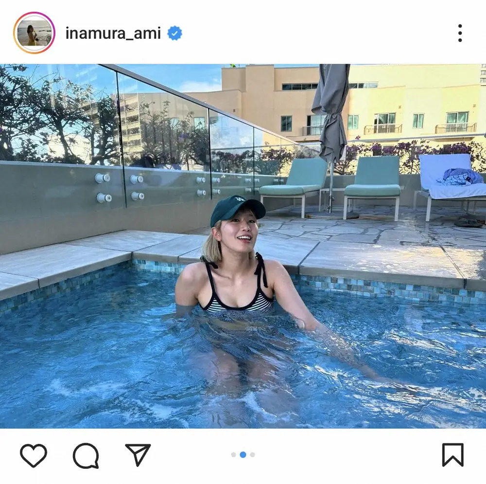 【画像・写真】稲村亜美　ハワイでのプール満喫水着ショット披露に「オシャレでかわいい」「楽しいそう」の声