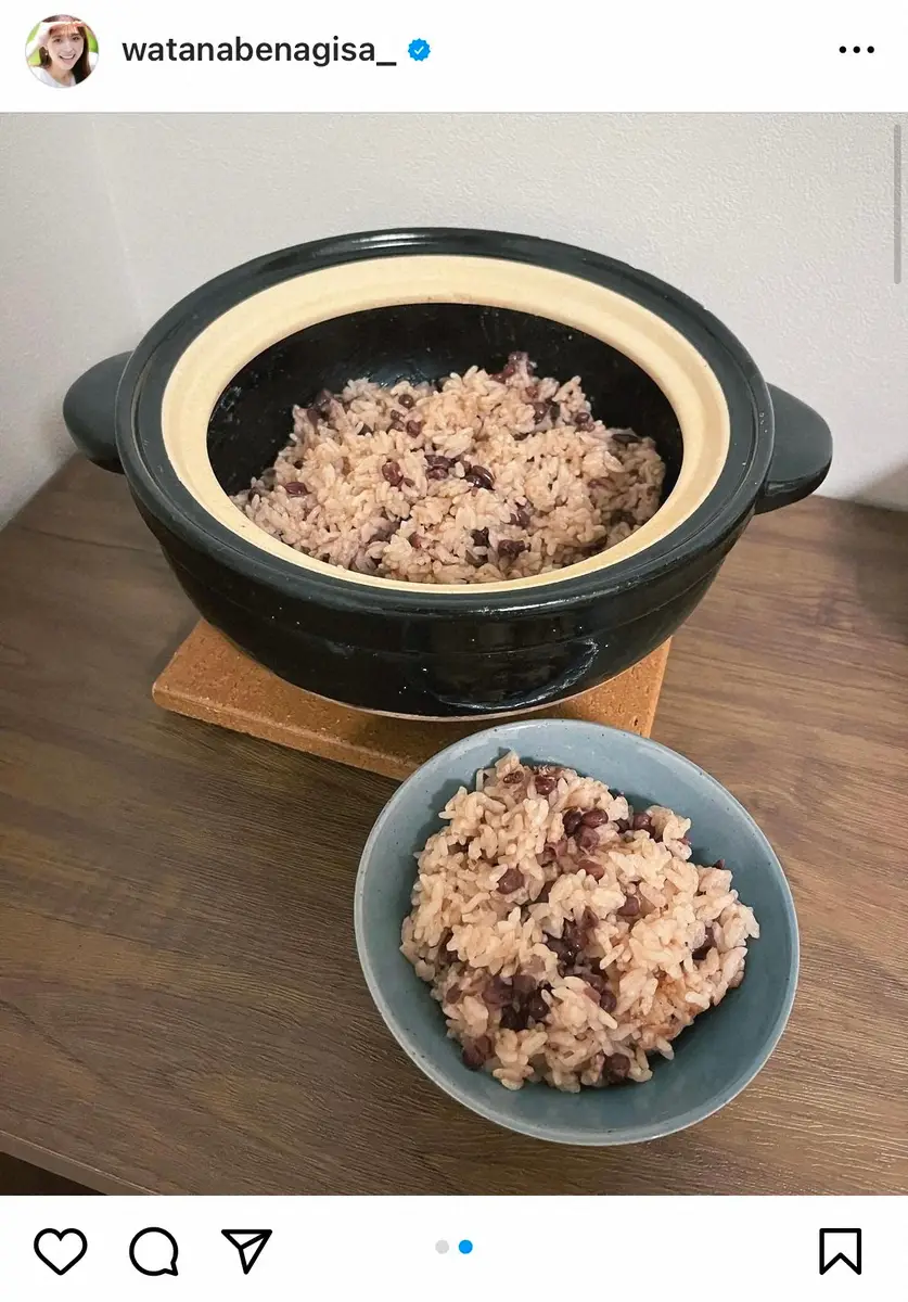 【画像・写真】休養中・渡邊渚アナ「やっとお粥からご飯へ」土鍋で炊いた小豆ご飯に「お腹いっぱい！」　ファン安堵