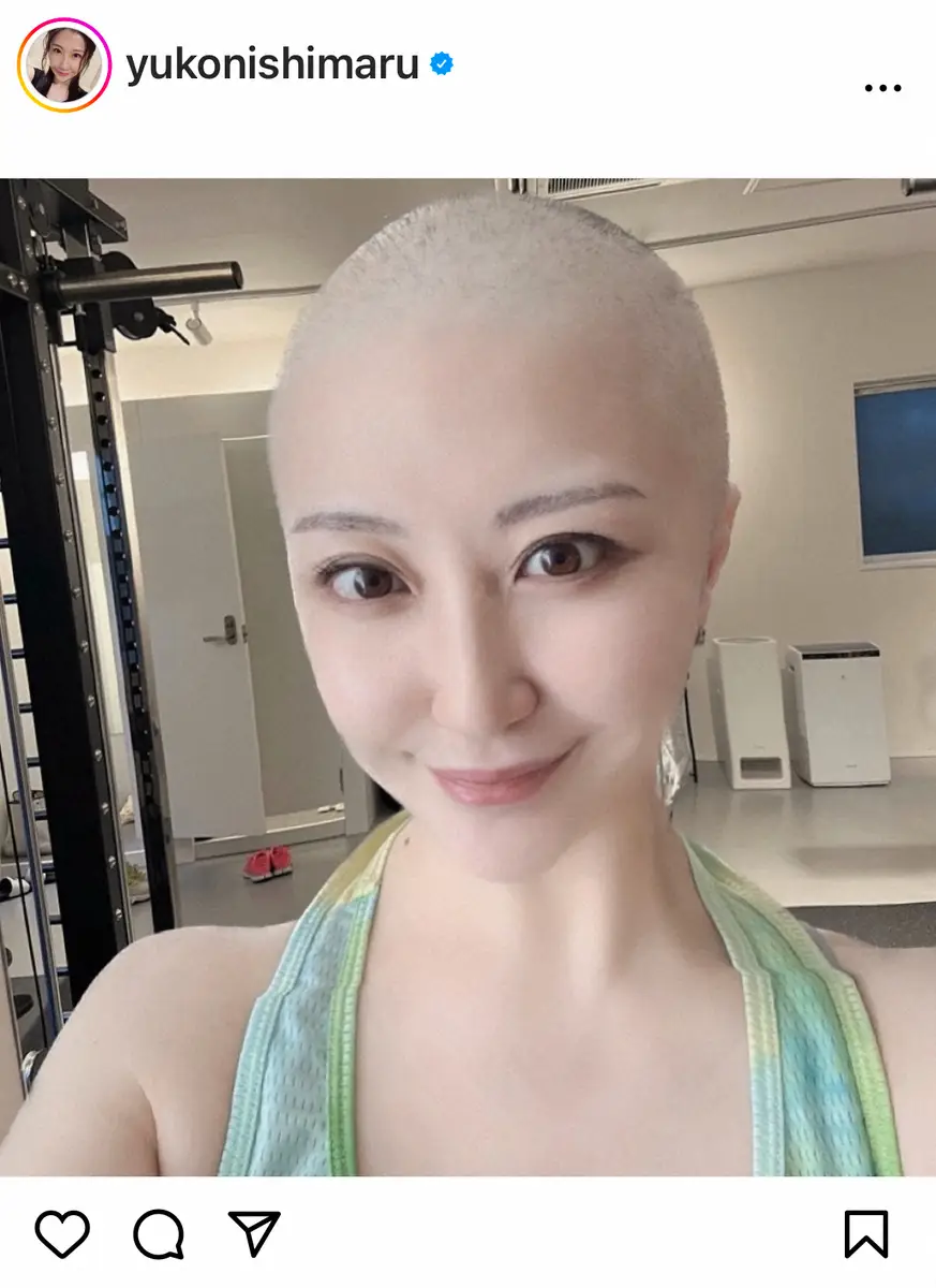 【画像・写真】子宮体がん公表の西丸優子　2回目の抗がん剤投与完了報告　丸刈りショットとともに副作用の現状明かす