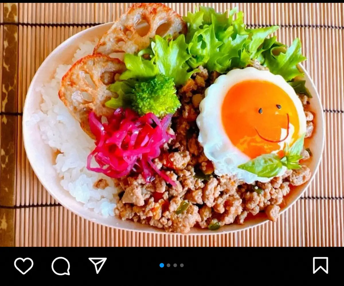 【画像・写真】渡辺美奈代　手作り「ガパオ弁当」披露　スマイル目玉焼きが可愛い！「ふたを開けた途端笑顔に」
