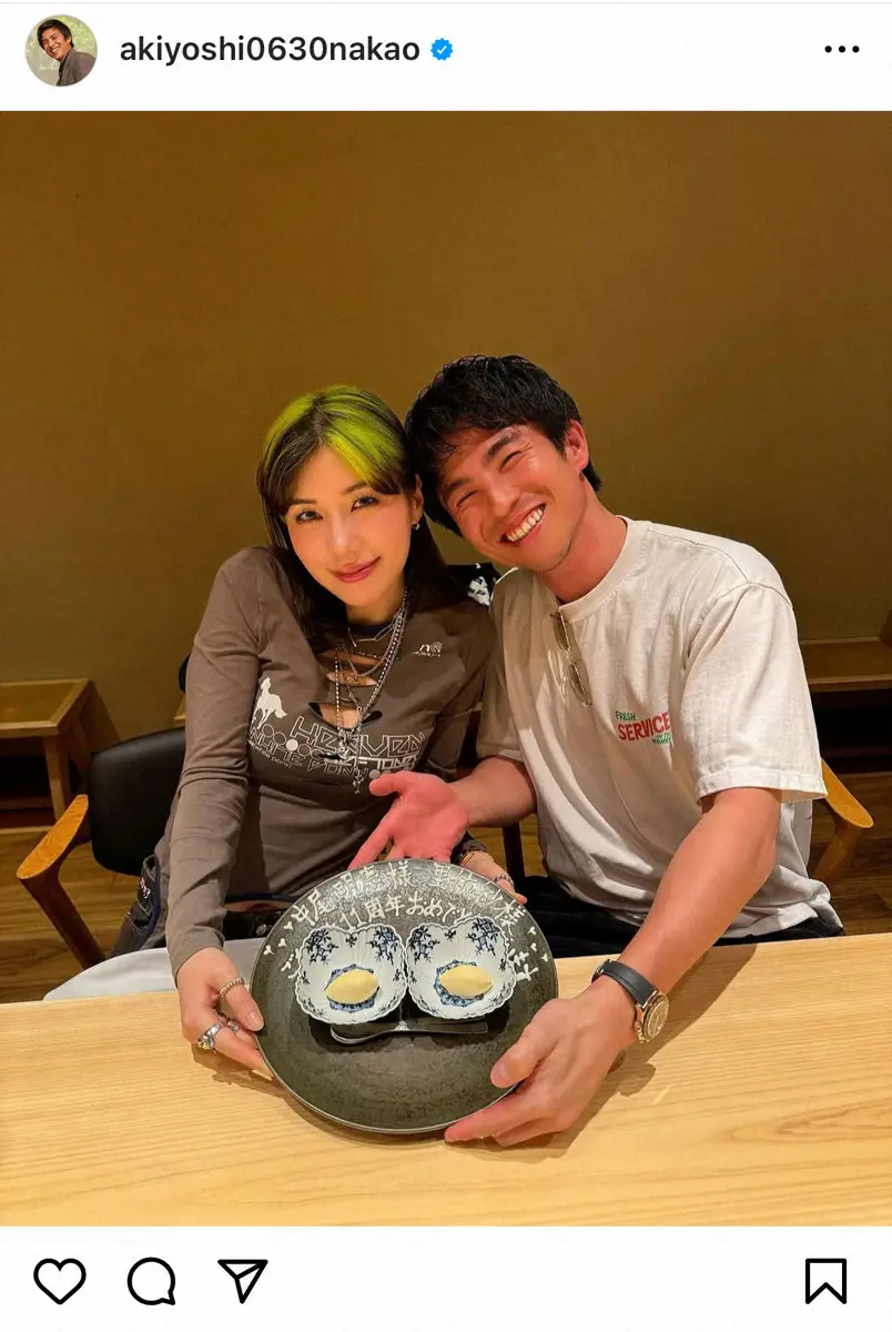 【画像・写真】中尾明慶　妻・仲里依紗と結婚11周年お祝いショットにフォロワーから祝福コメント殺到