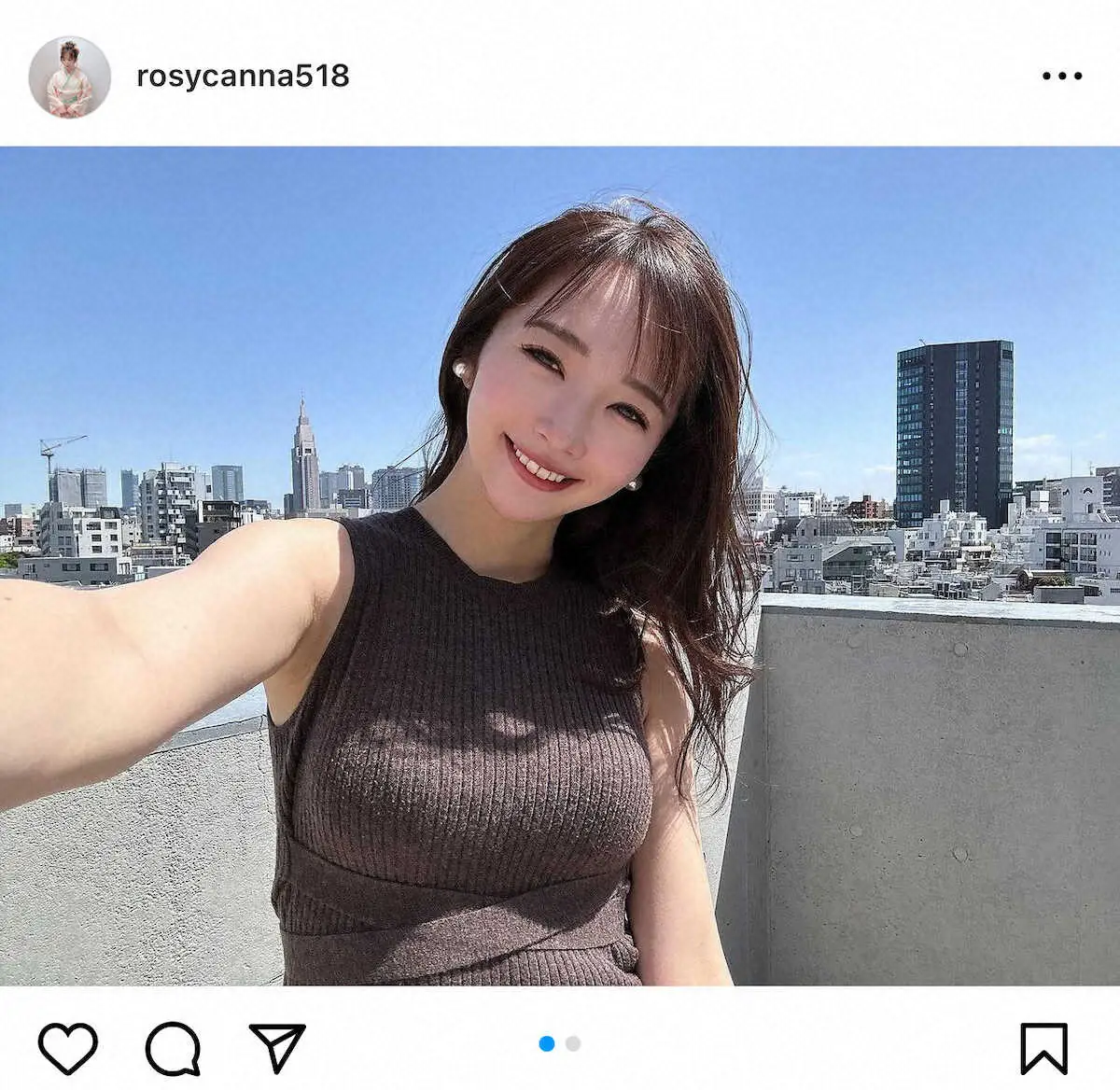 【画像・写真】フォロワーもん絶のニットノースリーブショット！藤田かんなのインスタグラム（＠rosycanna518）から