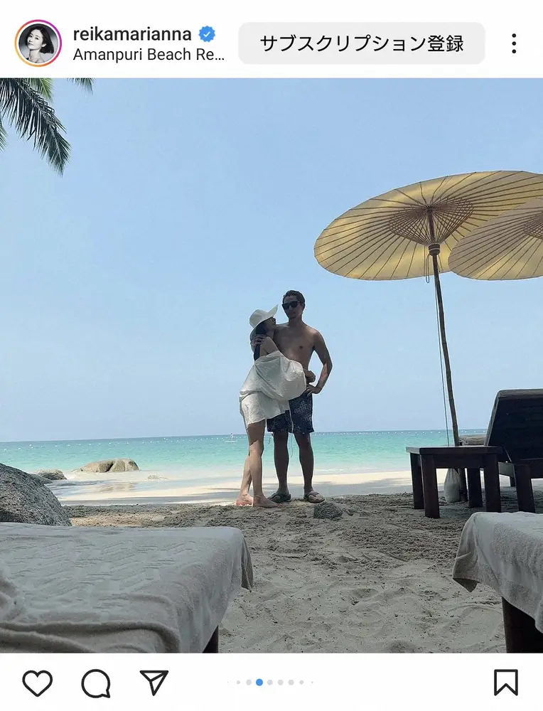 【画像・写真】第5子妊娠の宮崎麗果さん　「少しビーチでゆっくり」水着ショットに「綺麗すぎ」「素敵」の声