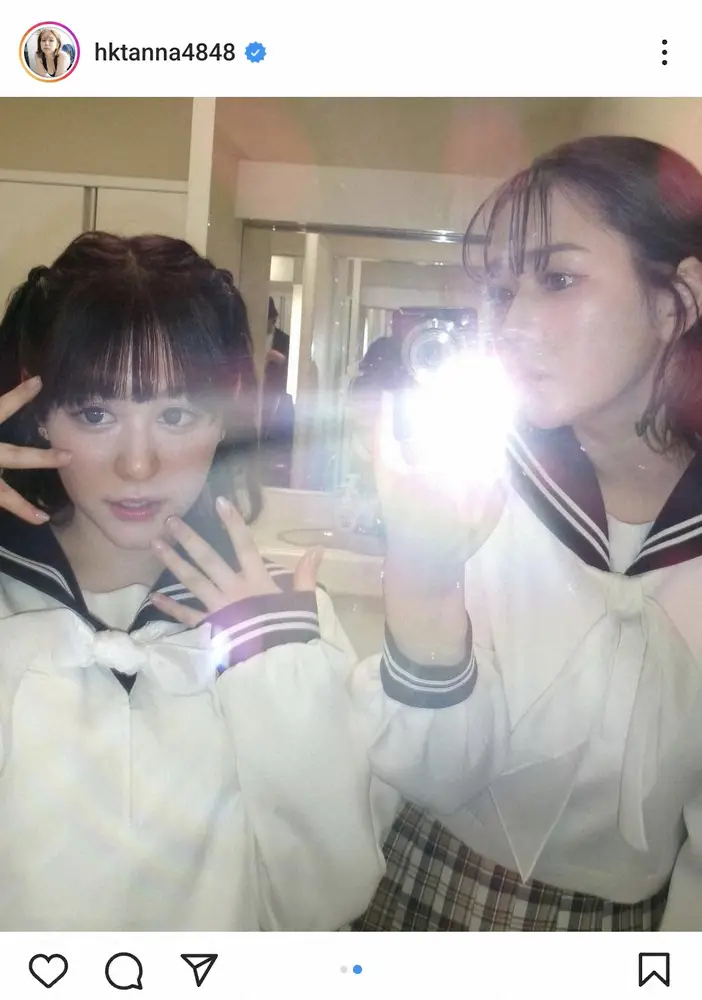 【画像・写真】村重杏奈　妹・村重マリアとのミニスカセーラー服2ショットに「姉妹揃って激かわです」の声　番組で共演