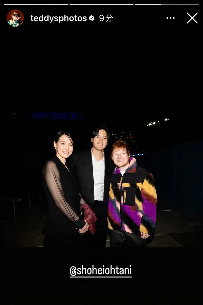 【画像・写真】豪華過ぎる3ショット！エド・シーランが大谷翔平＆真美子夫妻との写真を公開　ド軍イベント参加で実現