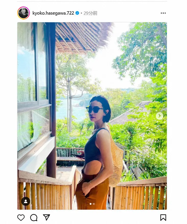 【画像・写真】脇腹ざっくり！長谷川京子、大胆カットのトップスで美スタイル強調　「セクシー」とファン驚き