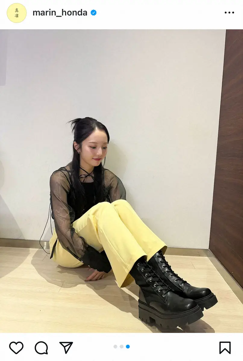 【画像・写真】本田真凜さん　収録前は緊張で体育座りも…収録終わっておどけるショットに「安定の女神様」の声