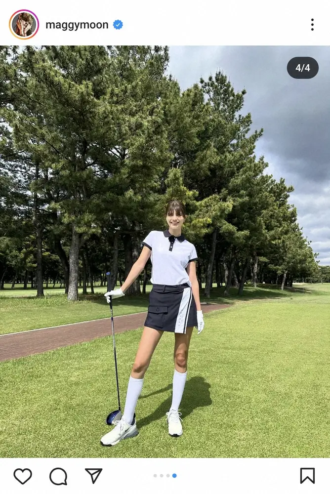【画像・写真】マギー　超ミニスカゴルフウエアで美脚披露に「お似合い」「最高の笑顔ですね　可愛い」「素敵」の声
