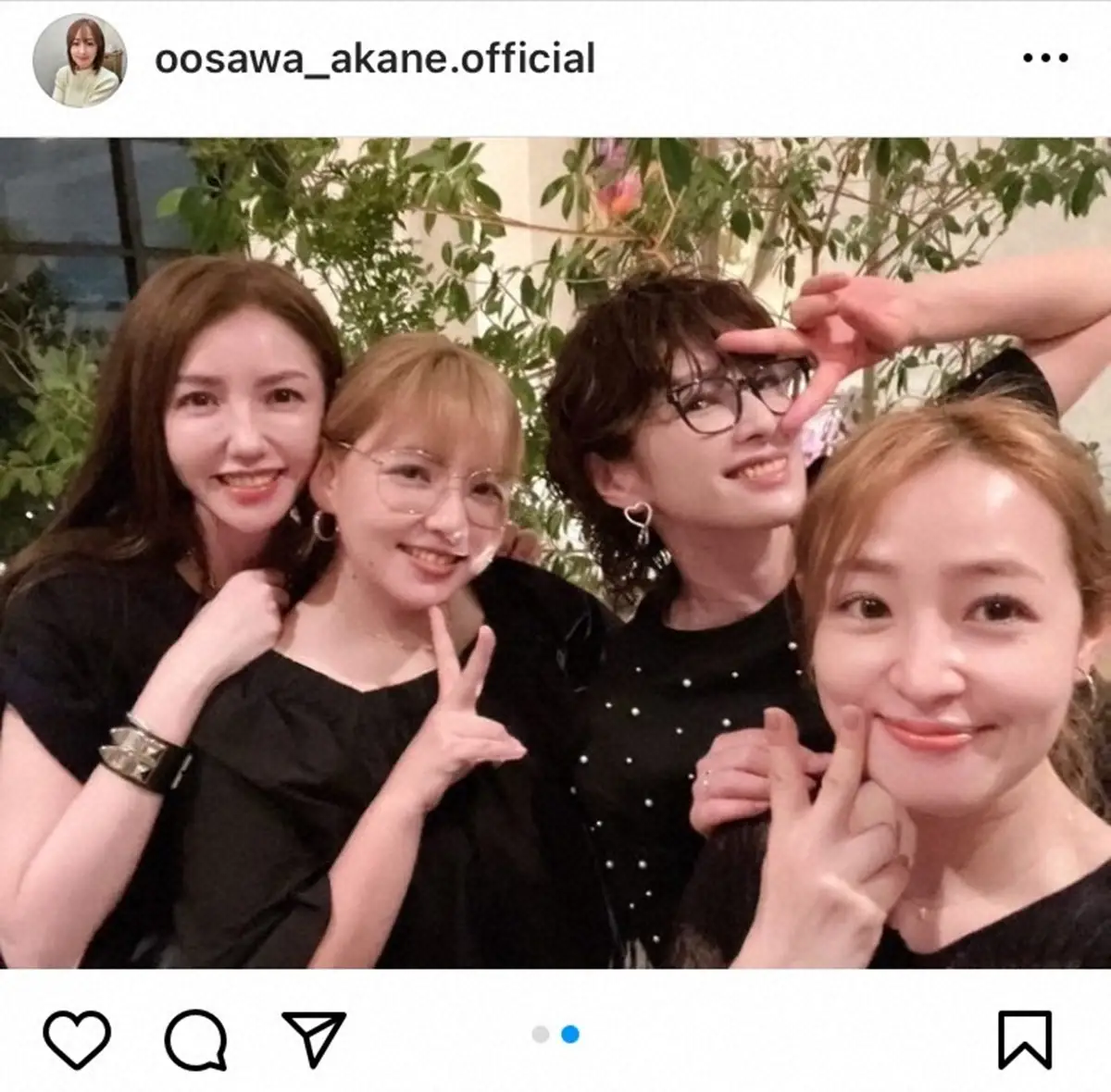 【画像・写真】「美女集まり過ぎです」大沢あかねが投稿した黒コーデ4ショットに感嘆の声「豪華すぎる」「みんな素敵」