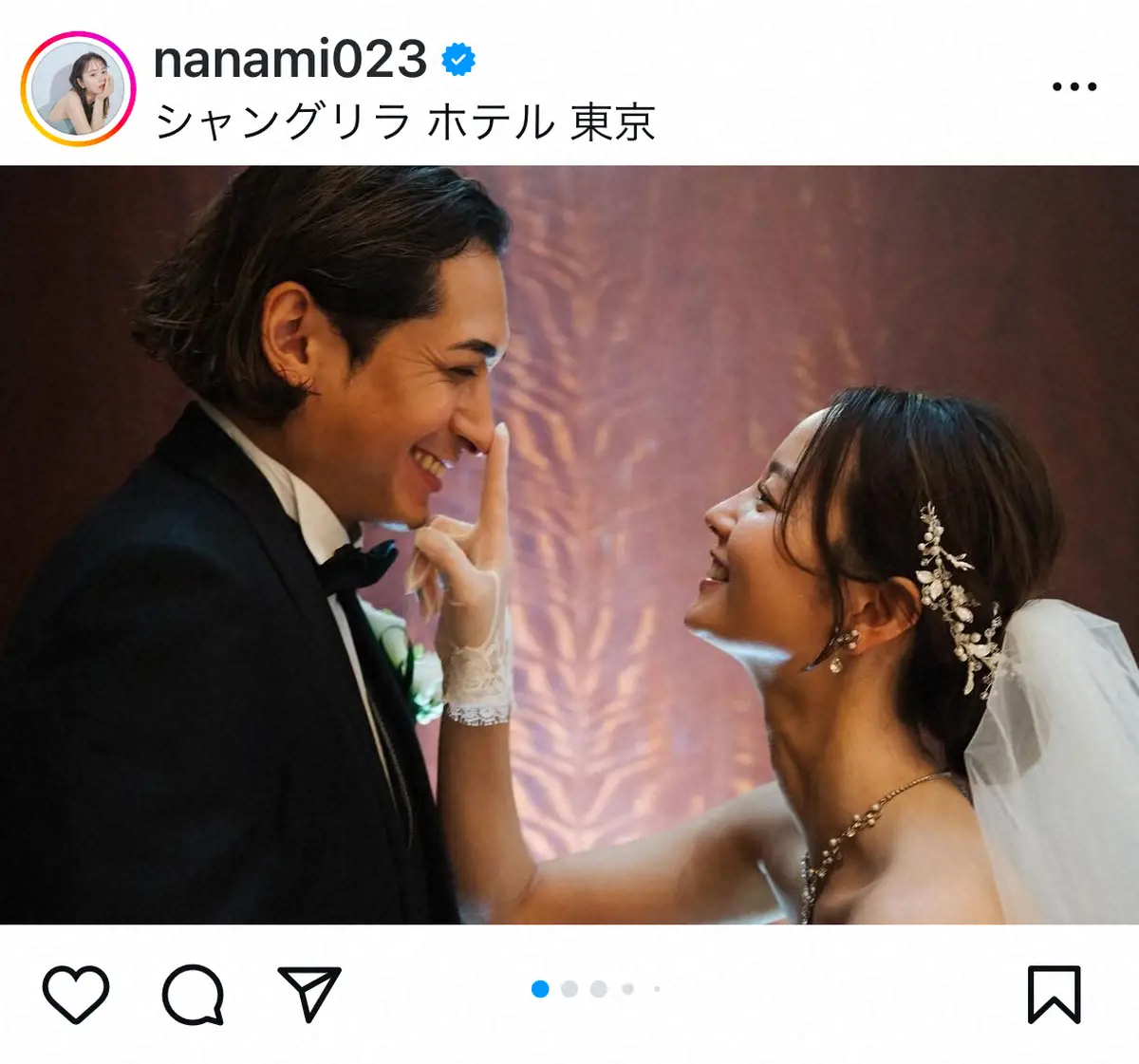 【画像・写真】堀北真希さん妹NANAMI　シャングリ・ラ東京での挙式報告「人生で1番幸せな日」　3月にはLAで挙式