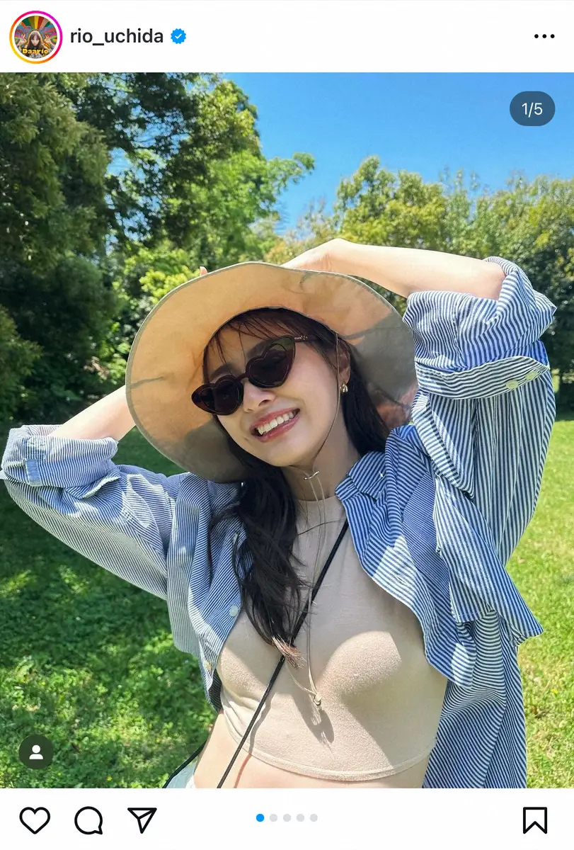 【画像・写真】内田理央　“ハートサングラス”の夏ショット公開　「似合うのだーりおくらい」「なんでも着こなす」反響