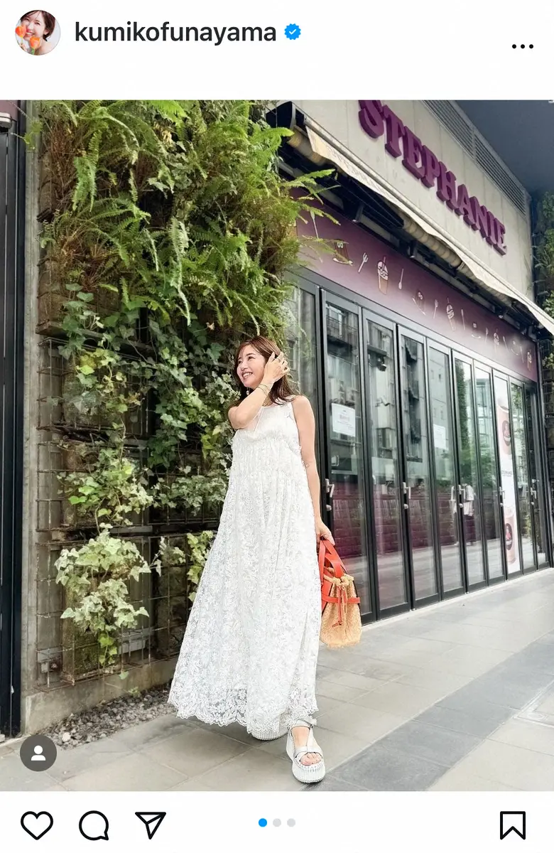 【画像・写真】第2子妊娠中の舟山久美子　「いよいよワンピースしか着れなく」白ワンピのマタニティーコーデ披露