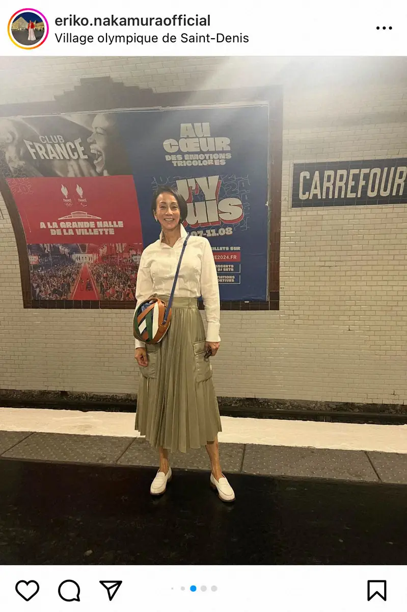 【画像・写真】中村江里子　パリ五輪で話題のダンボールベッドに「遠慮なく横になってみました」　選手村を見学