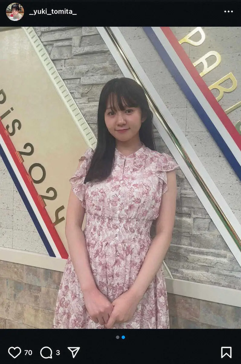 【画像・写真】“可愛すぎる！”花柄ワンピース姿。冨田有紀の公式インスタグラム（＠_yuki_tomita_）から。