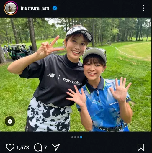 【画像・写真】稲村亜美　ミニのゴルフウエア姿披露に「美脚ぅー！」「笑顔が、素敵っす」「亜美ちゃん！腿キュン」