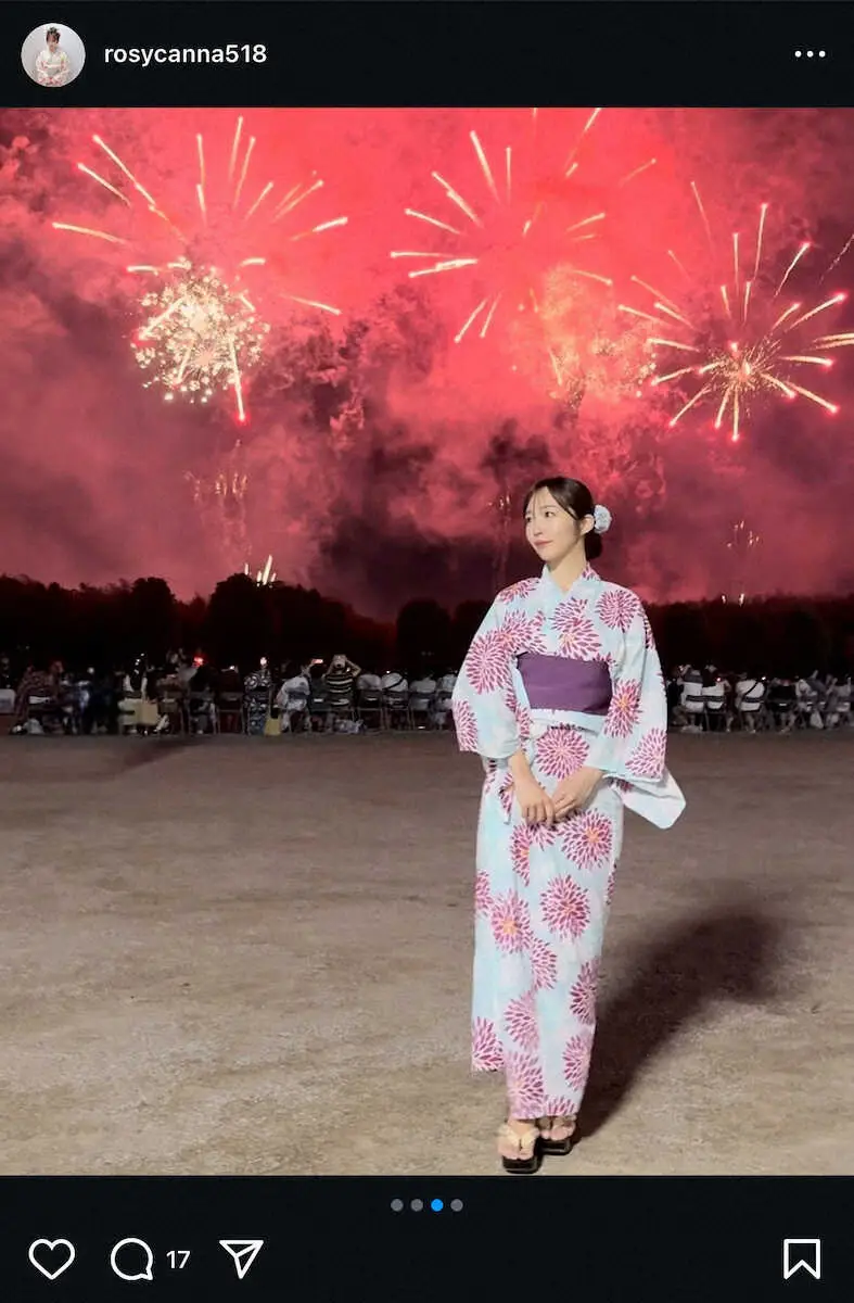 【画像・写真】花火大会よりも映えた浴衣姿！藤田かんなのインスタグラム（＠rosycanna518）から