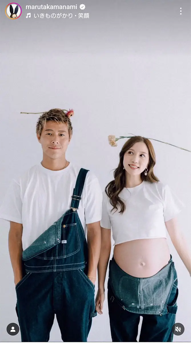 【画像・写真】第3子出産の丸高愛実　マタニティフォト披露　夫の柿谷曜一朗、娘たちとのほっこりショットも