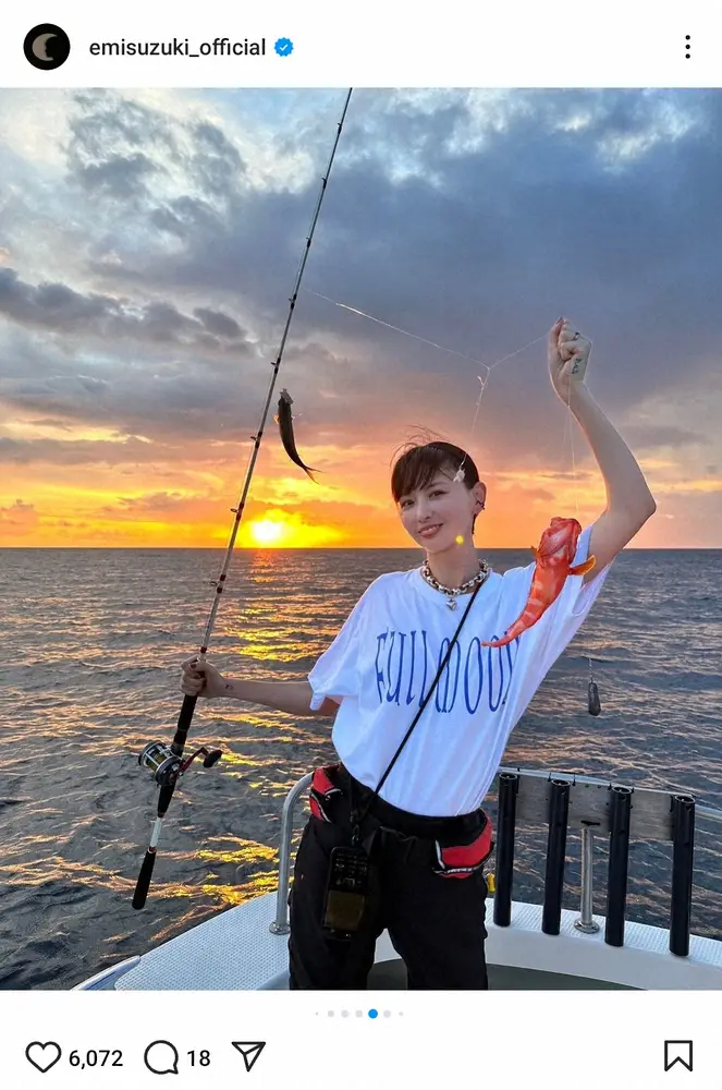 【画像・写真】鈴木えみ「釣りの才能がありました」宮古島の海釣りショットに「カッコいい」「新鮮」「楽しそう」の声