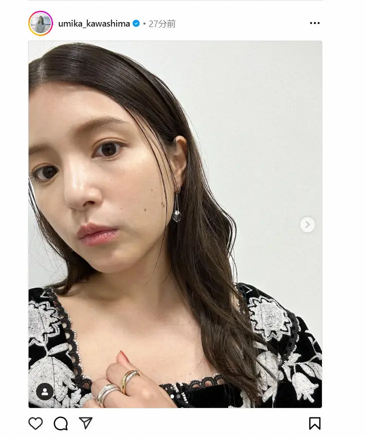 【画像・写真】川島海荷　自撮りショットに「綺麗で可愛くて美人」とファン大喜び　大河女優に似ているとの声も
