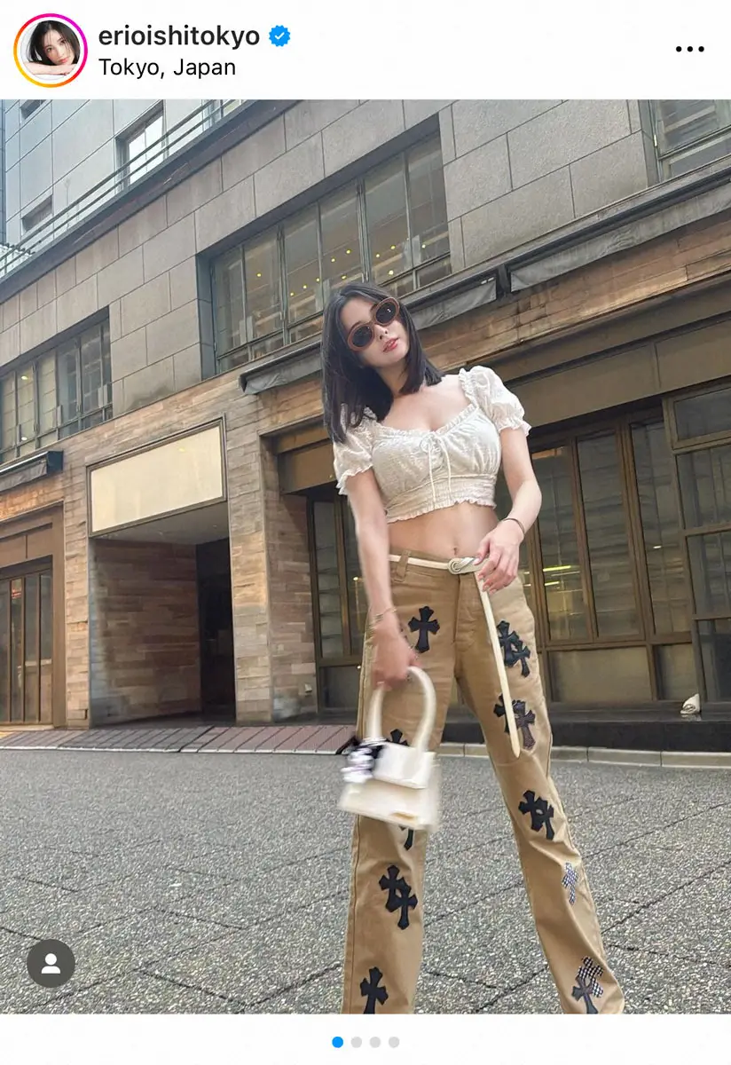 【画像・写真】大石絵理　スタイル抜群の大胆へそ出しショットに「最強美」「1番好きなスタイル」「最&高」の声