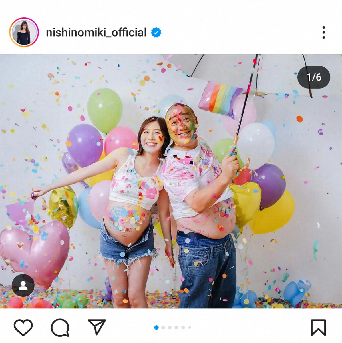 【画像・写真】西野未姫　夫の山本圭壱と一緒にふっくらお腹見せマタニティフォト披露に「素敵すぎる」などの声