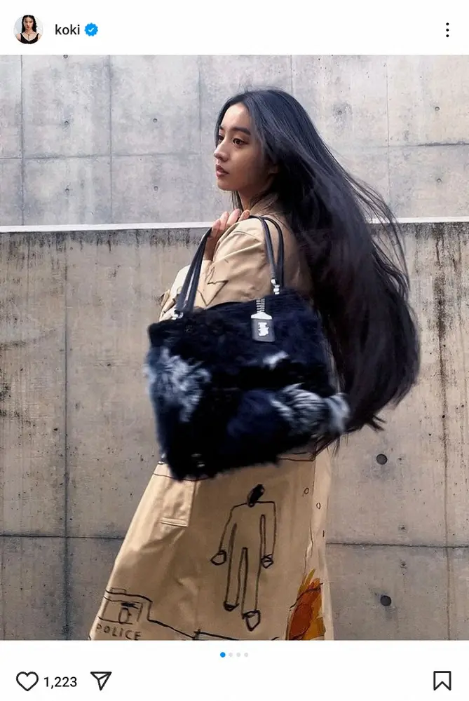 【画像・写真】Koki,「“ふわもこ”の可愛いバッグ」黒髪が美しい秋コーデ披露　来年は出演映画公開ラッシュ