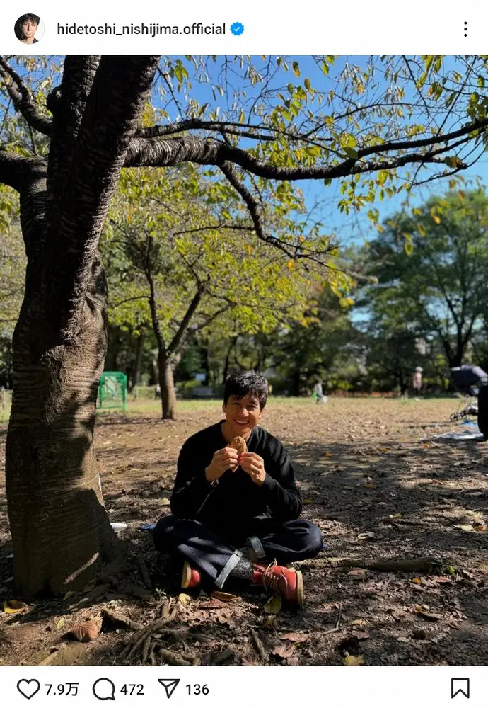 【画像・写真】西島秀俊「今日のスイーツ」“ピクニックショット”にファン歓喜「カレンダーにして」「コーデ超素敵」