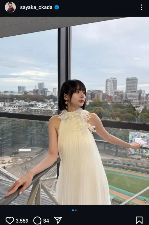 【画像・写真】“役満ボディー”岡田紗佳　透け感ホワイトドレス姿披露に「色っぽい」「美天使」「ナイスボディー」