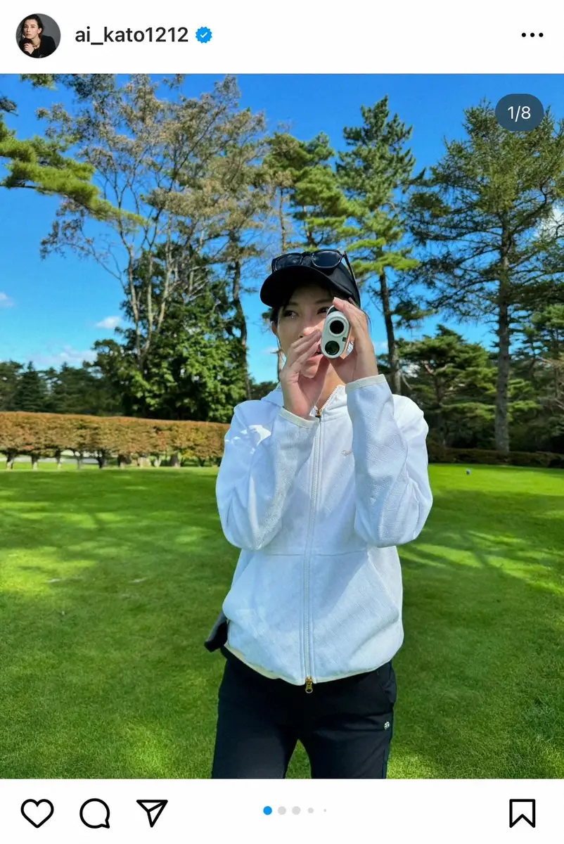 【画像・写真】加藤あい　レアなゴルフウエア姿披露　スイングショットにファンくぎ付け「綺麗」「晴天が良く似合う」