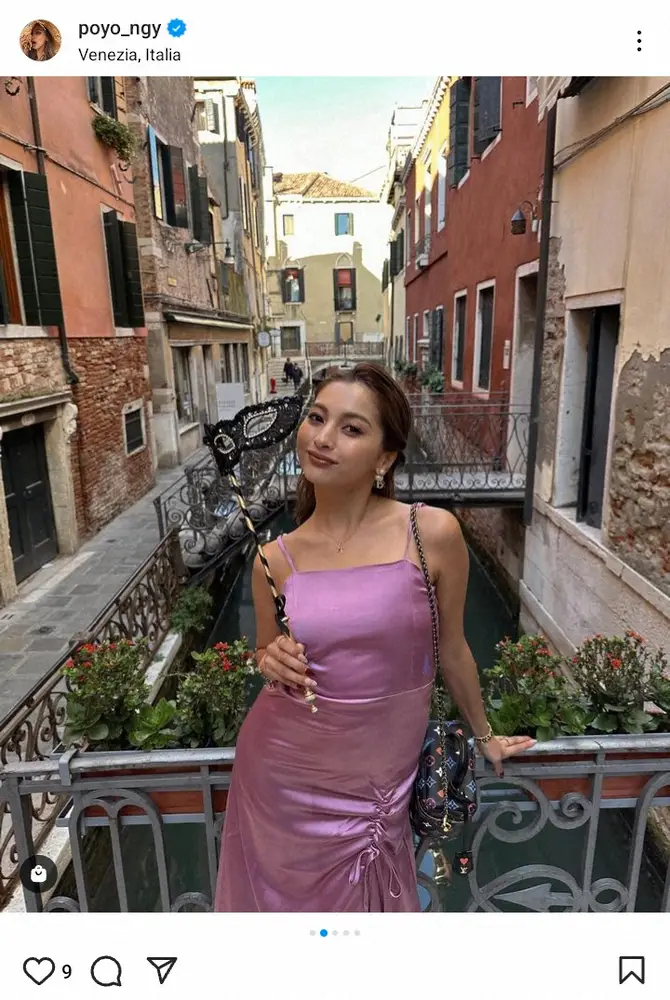 【画像・写真】ゆきぽよ　「夢に見たベネチア」でメタリックなドレスで“ラプンツェルショット”披露