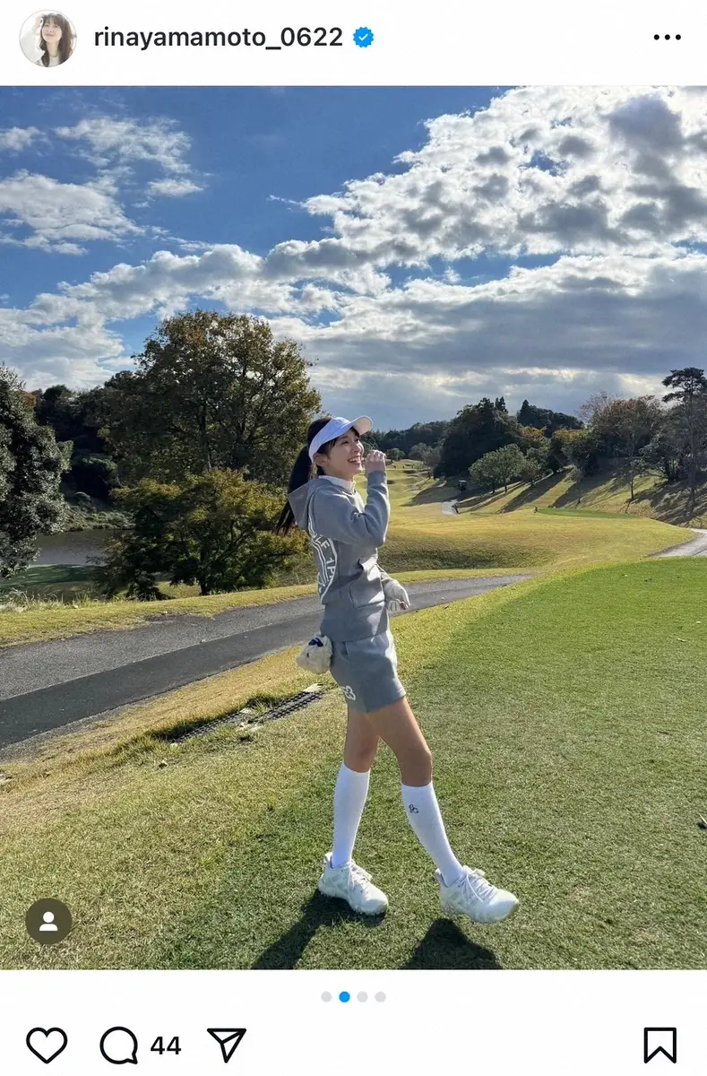 【画像・写真】山本里菜「寒かったけど…」ミニスカウエア姿で同期アナとゴルフ大満喫! 「美女が2人」「仲良し」の声