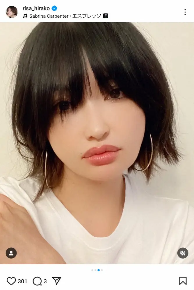 【画像・写真】53歳・平子理沙「うしろの髪もかなりカット」暗髪イメチェンスタイルに「今までで1番短い」「似合う」