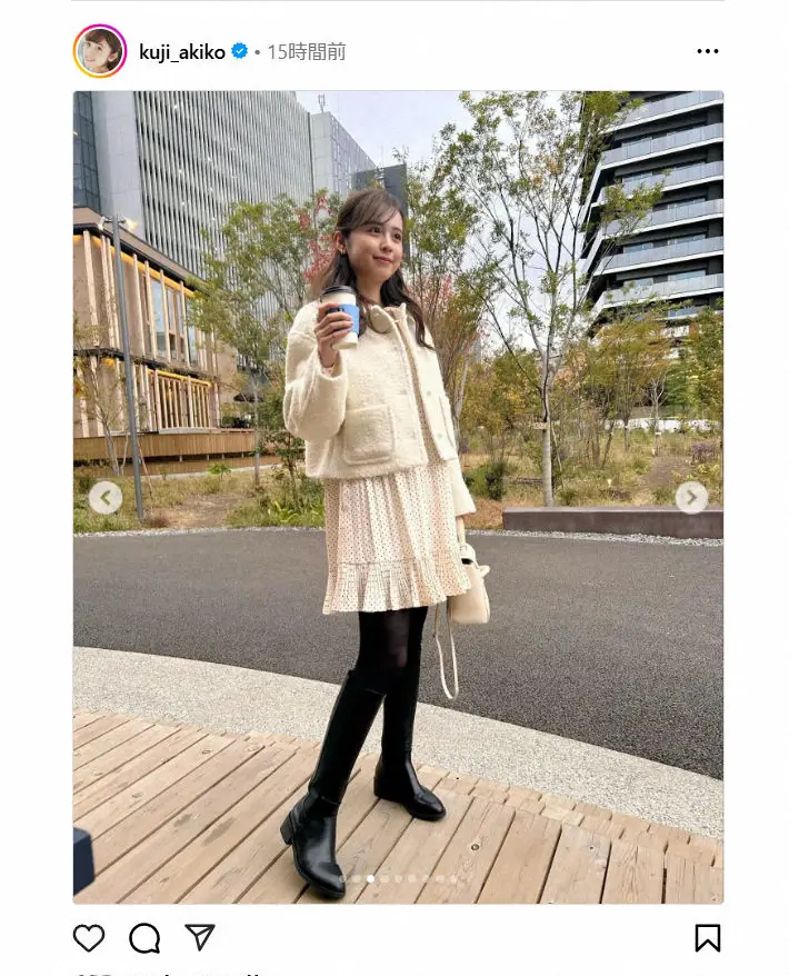 【画像・写真】久慈暁子　ミニ丈ワンピ姿に反響続々「久慈ちゃん最高」「足綺麗」「相変わらず可愛い」