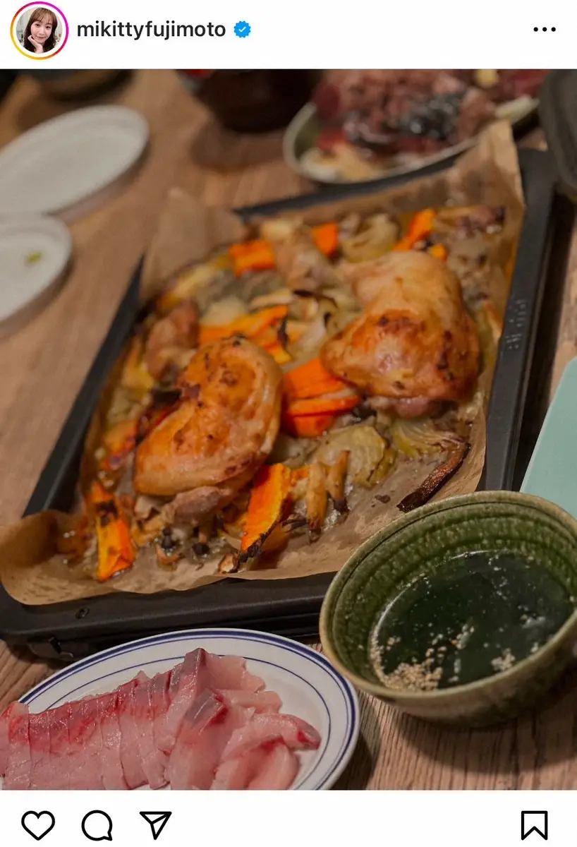 【画像・写真】藤本美貴「オーブンで焼いて出来上がり」“手抜き料理”が大反響「飾らない感じが好き」「充分素敵」の声