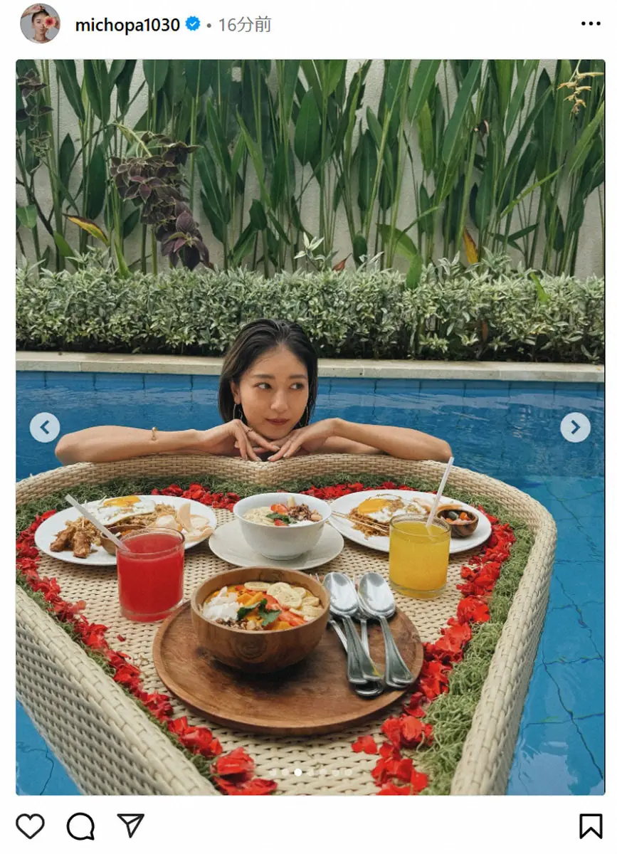 【画像・写真】みちょぱ　誕生日に夫婦で訪れたバリ旅行の“映え”ショット公開「かわいい」「最高」「ラブラブ」の声