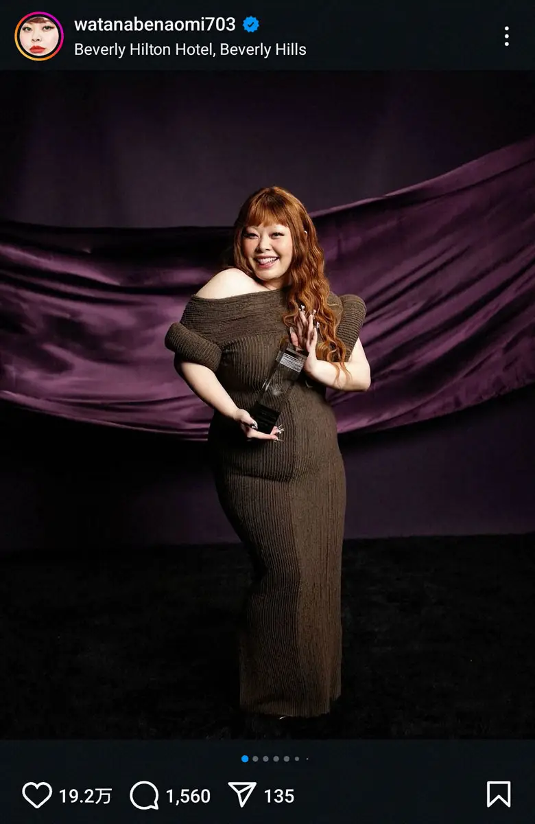 【画像・写真】渡辺直美　米授賞式での紹介VTRがまさかの「ど下ネタ」　スピーチでは「人生で一番空気読んだ」