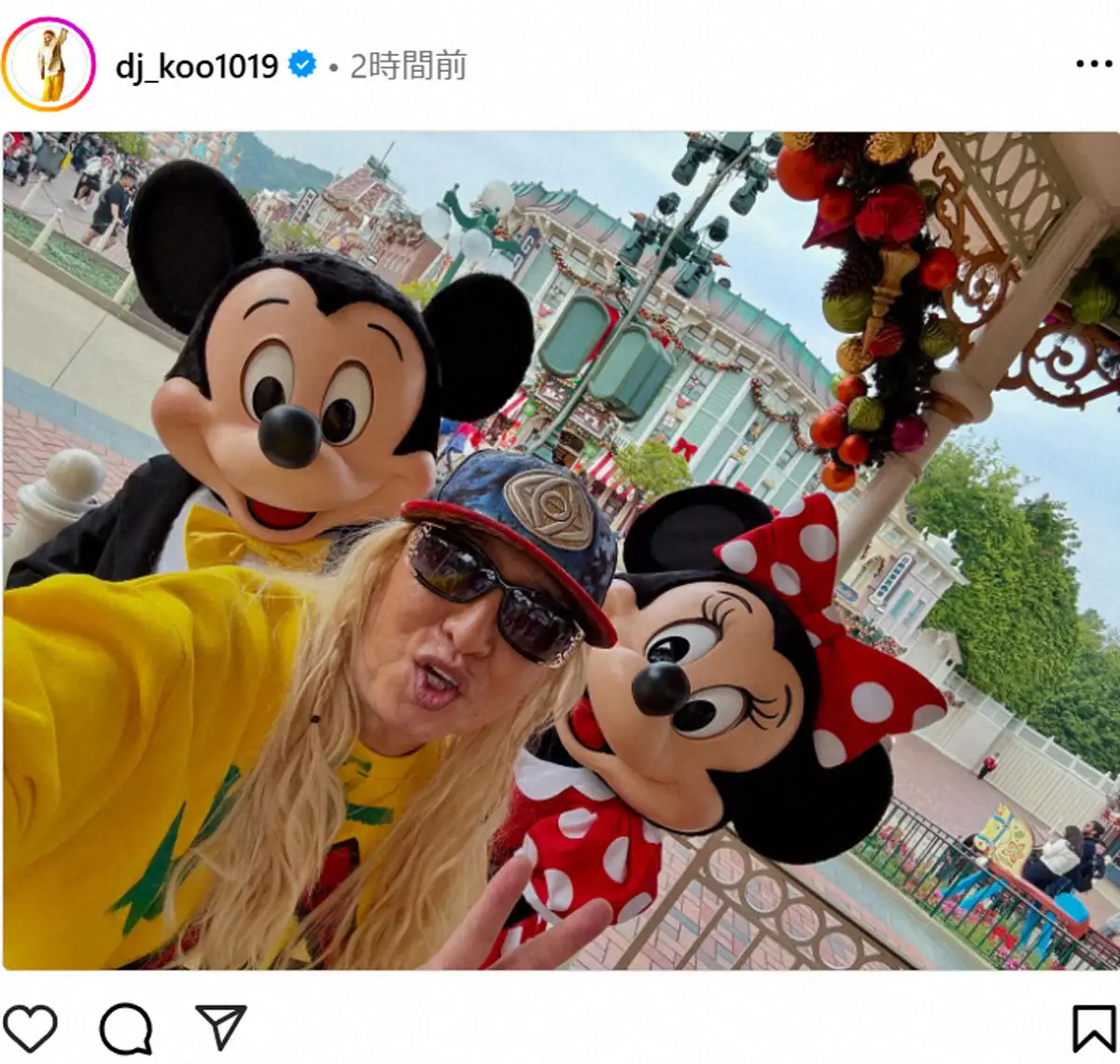 【画像・写真】DJ　KOO　正月は家族で香港ディズニー、昨年話題の“モザイク貫通”画像にも言及「今年もよろしく」