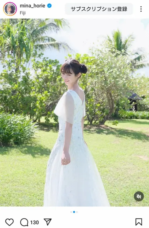 【画像・写真】“日本一強いアナ”堀江聖夏　フィジーでの白ドレス姿披露に「天使…いや女神様」「太陽ように素敵」