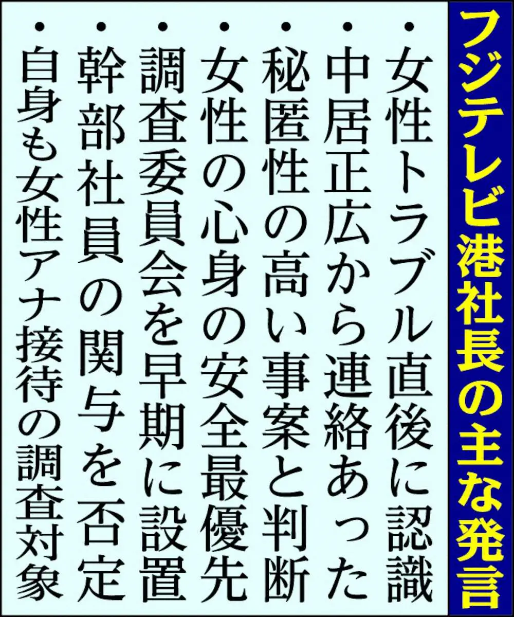 【画像・写真】フジ社長“包み隠し”会見　中居の女性トラブルを知ってて出演継続　23年6月に内容把握も聞き取り行わず