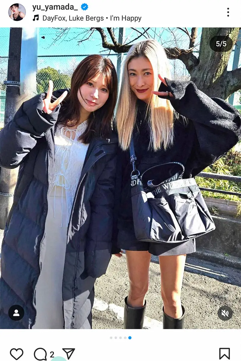 【画像・写真】山田優　金髪ロングヘア姿披露！CanCamモデルの後輩・めるるとの偶然2ショットに「貴重」の声
