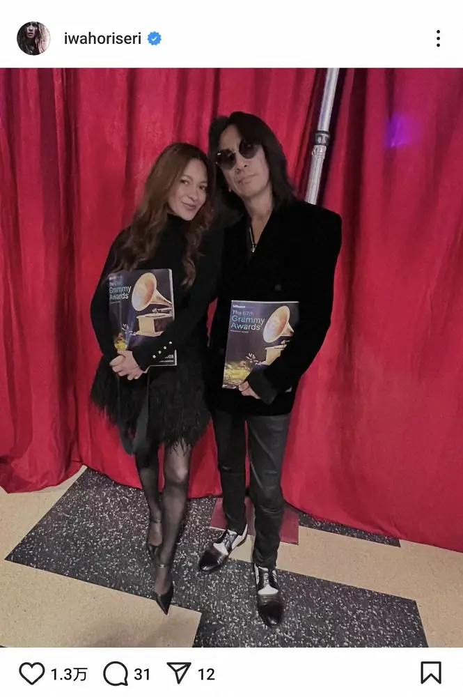 【画像・写真】TAKURO＆岩堀せり夫妻　グラミー賞満喫の夫婦ショット披露に「最高にカッコいいご夫婦」の声