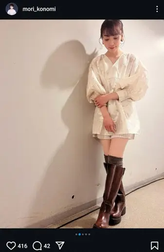 【画像・写真】夫は有名関取、美人歌手　私服のミニワンピ姿披露に「可愛くて似合ってる～」「スゴーい！！ミニスカ」