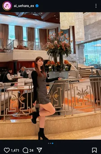 【画像・写真】上原亜衣　香港ミニスカショット公開に「スカート短か」「スタイル抜群！！」「超カッコいいウーマン！」