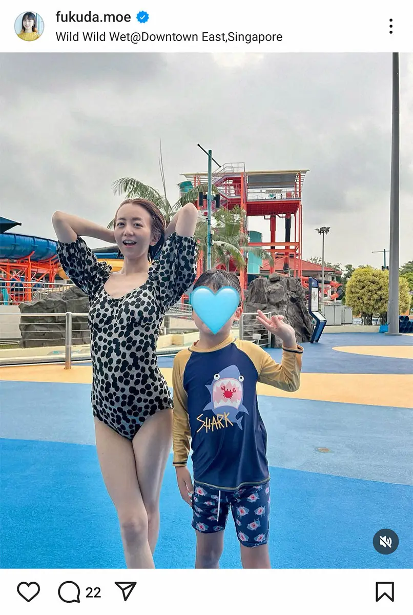 【画像・写真】シンガポール在住の福田萌　水着姿が話題に「とっても可愛い」「3人のお子さんがいるとは思えない」