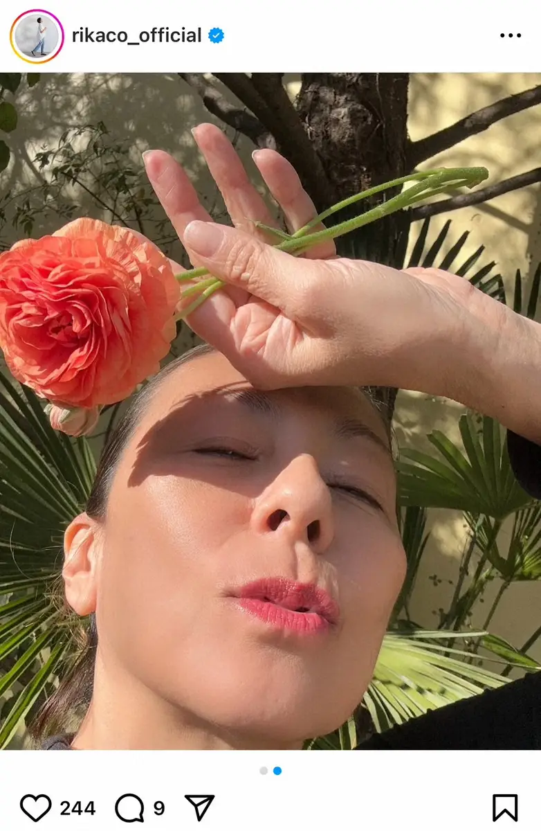 【画像・写真】58歳・RIKACO　メークはチーク＆リップのみ！？　ドアップショットが「めちゃくちゃきれい」と話題