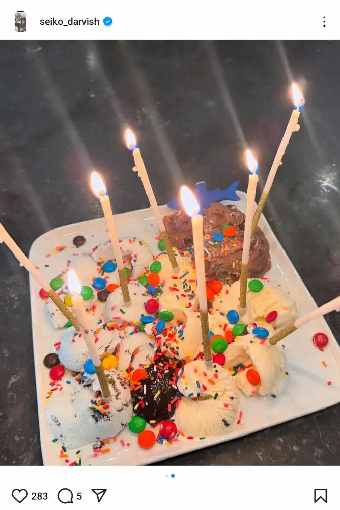 【画像・写真】ダル妻・聖子さん「アイスと言われてたので…」8歳になった三男の誕生日ケーキに「これは嬉しい」の声