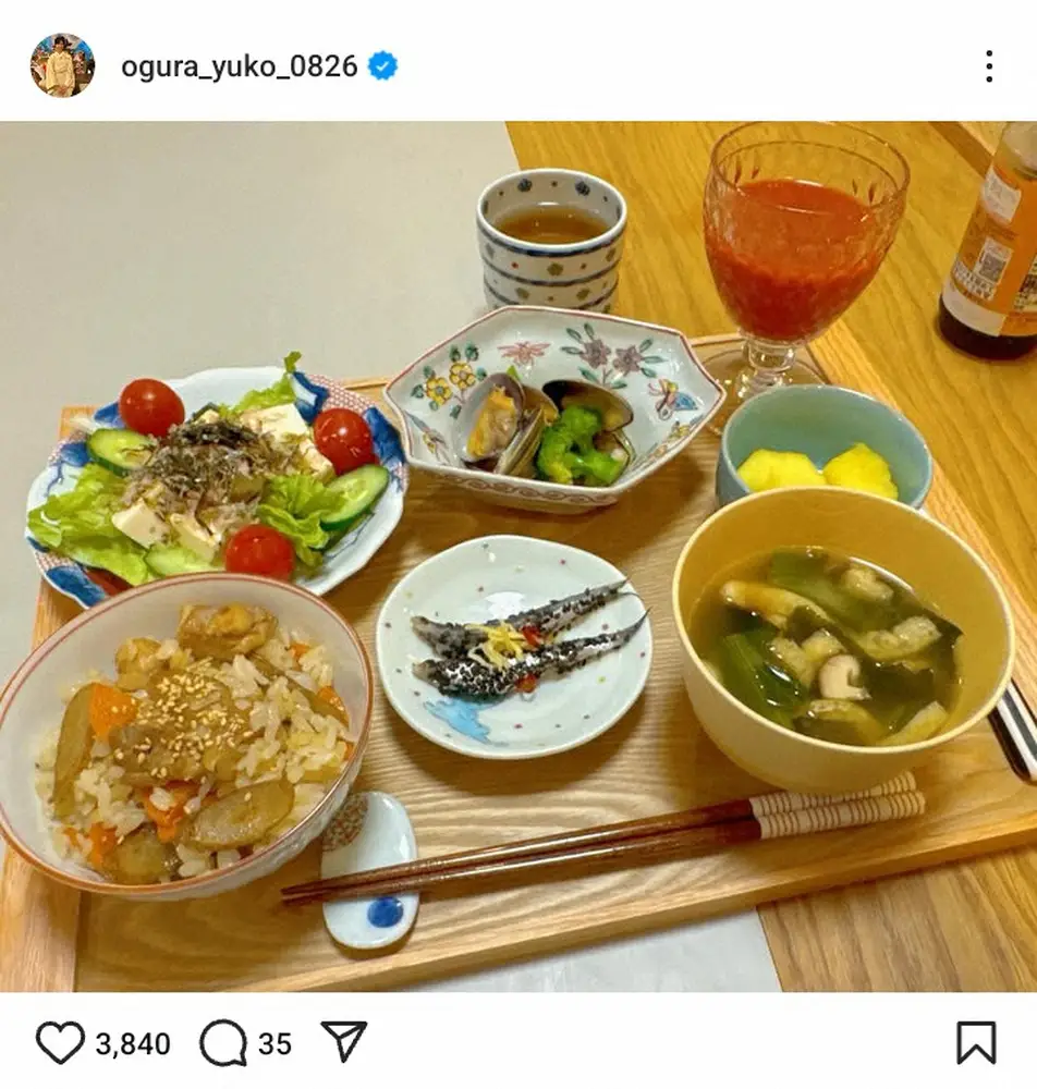 【画像・写真】小倉優子「渋すぎました」8歳次男＆4歳三男と囲んだ食卓写真に「立派に育ちそう」「どれも美味しそう」