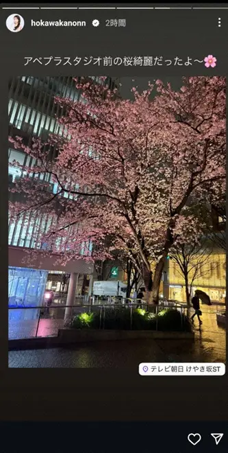 【画像・写真】“美しすぎる気象予報士”穂川果音　お花見“行脚”ショット公開し「綺麗だったよーーー」夜桜もアップ