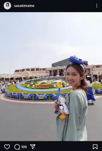 【画像・写真】TBS佐々木舞音アナ　TDLドナルドコーデ披露に「天使だ！」「マイネーダックきゃわいい」「素敵です」