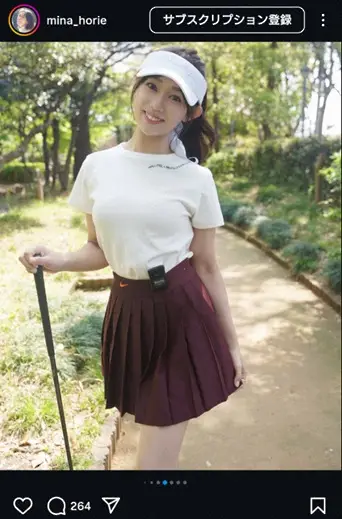 【画像・写真】“日本一強いアナ”堀江聖夏　ミニスカ・ゴルフウエア姿披露に「神スタイル」「反則級に可愛い過ぎる」